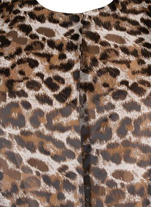 Zizzi Jacquard Leo jakke med puffede ermer, Brown Leo AOP, Packshot image number 2