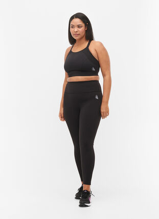 Zizzi CORE, SUPER HIGH, SPORTS BRA - Sports-BH med justerbare skulderstropper, Black, Model image number 4