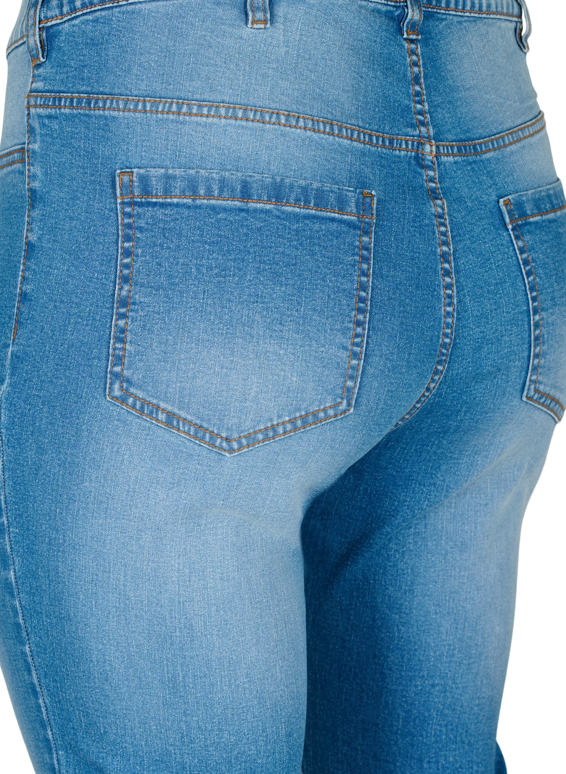 ZizziJeggings med baklommer, Blue denim, Packshot image number 3