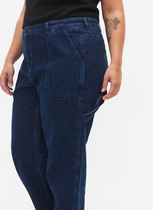 Cargo jeans med rett passform, Dark blue, Model image number 3