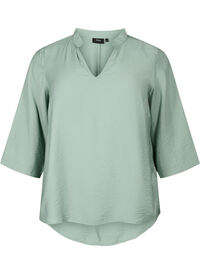 Solid farge bluse med 3/4 ermer