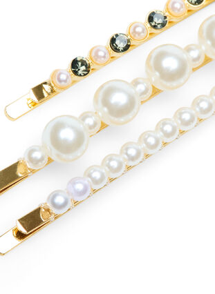 Hårnåler mer perler, 3 stk., Pearl, Packshot image number 2