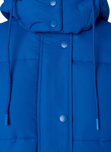 Lang Puffer jakke med lommer og hette, French Blue, Packshot image number 2