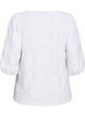 Bluse med tekstur og 3/4-ermer, Hvit, Packshot image number 1