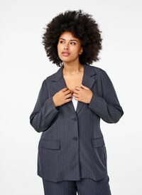 FLASH - Blazer med lommer og splitt, Grå FLASH - Blazer med lommer og splitt, Grå, Model