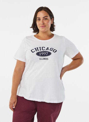 Zizzi FLASH - T-skjorte med motiv, Hvit, Model image number 0