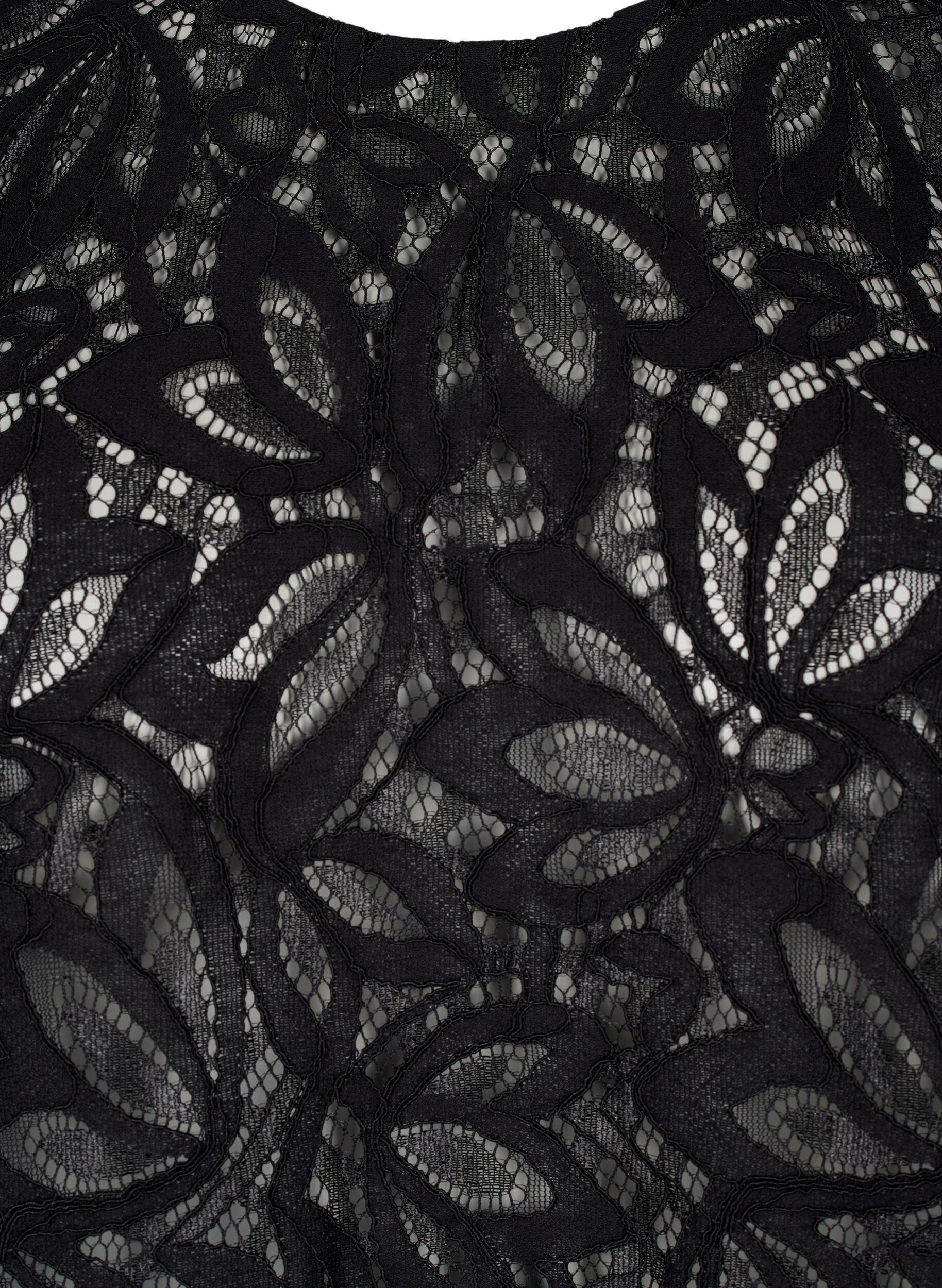 Zizzi Blondebluse med korte ermer, Black, Packshot image number 2