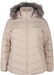 Kort boblejakke med hette, Beige, Packshot image number 0