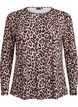 Langermet bluse med leopardm&oslash;nster, Brun, Packshot image number 0