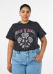 T-skjorte i &oslash;kologisk bomull med rockprint, Svart, Model image number 0