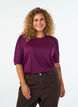 Bluse med knappedetaljer og korte puffermer, M&oslash;rk Bordeaux, Model image number 0