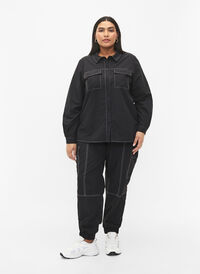 Cargobukser med kontrastsømmer, Black, Model