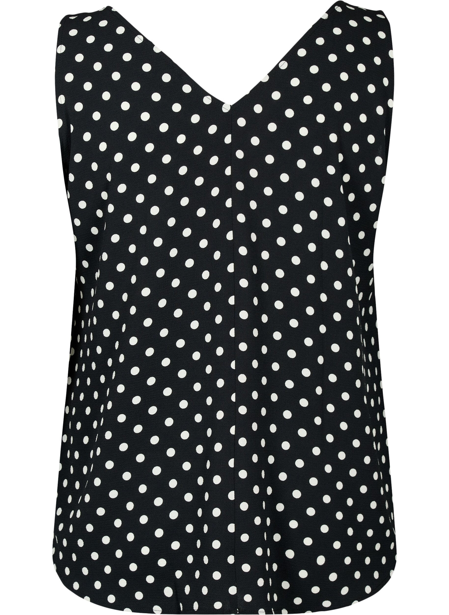 Zizzi M&oslash;nstrete topp med V-hals, Black Dot, Packshot image number 1