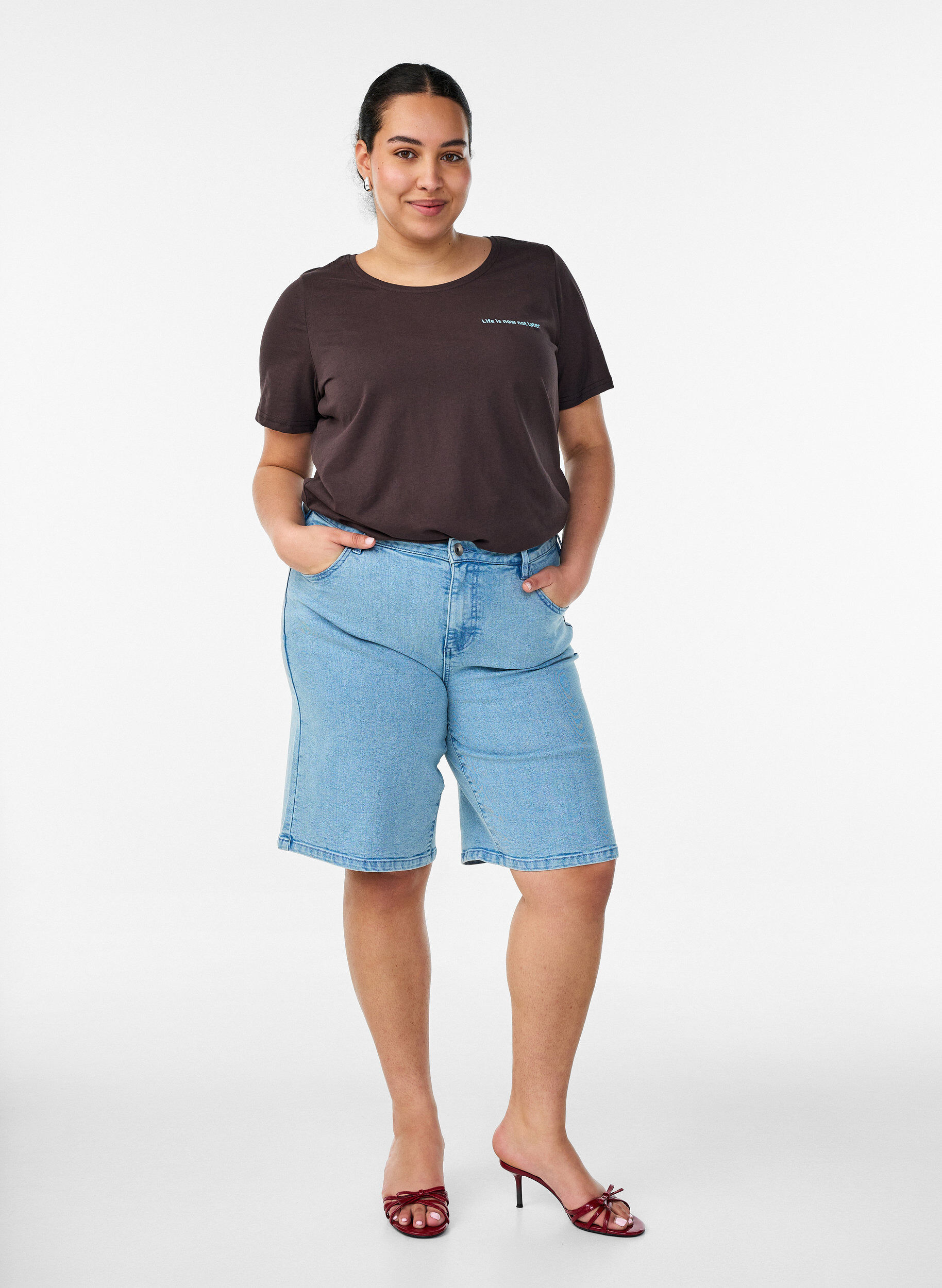 ZizziT-skjorte med trykk, Brun, Model image number 1