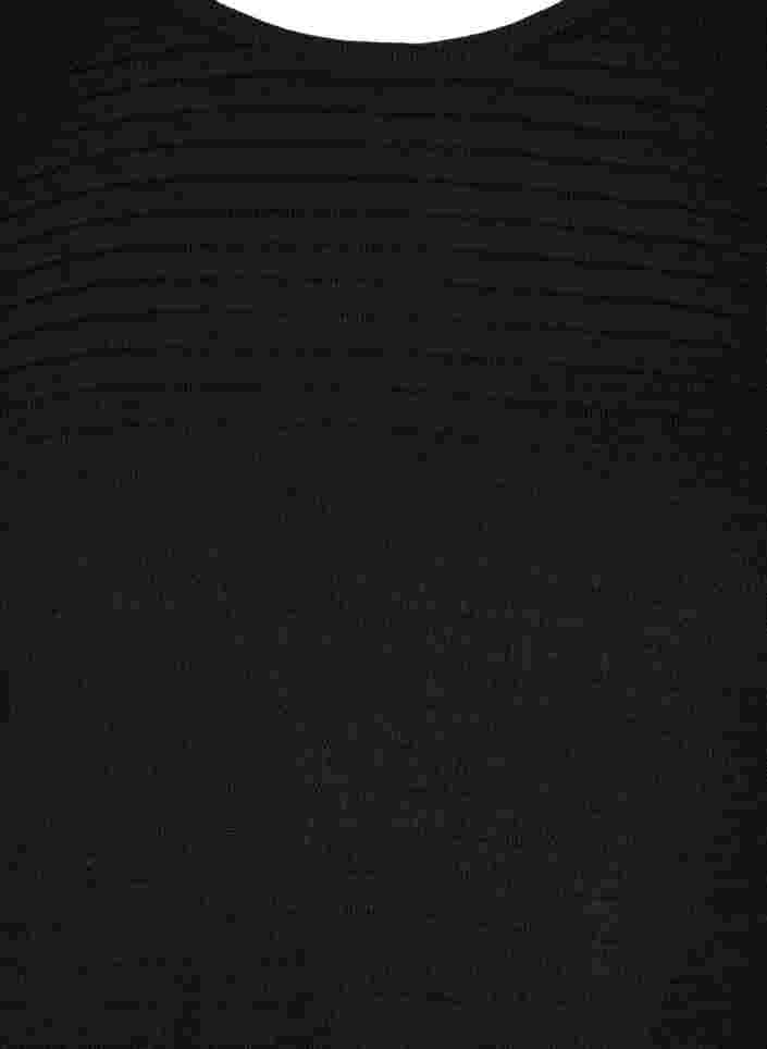 Strikkegenser med struktur og rund hals, Black, Packshot image number 2
