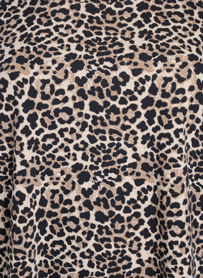 T-skjorte med rund hals og heldekkende trykk, Brun, Packshot image number 2