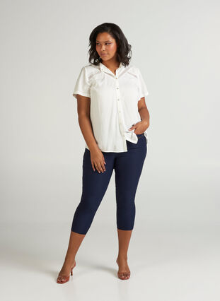 Zizzi Tettsittende 3/4-bukser med glidelås, Night Sky, Model image number 0