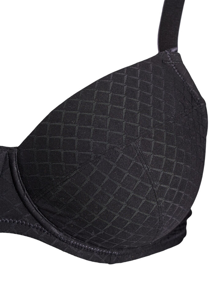Polstret mikrofiber-BH med rutete m&oslash;nster, Svart, Packshot image number 2