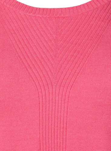 Ensfarget strikkegenser med ribbedetaljer, Hot Pink Mel., Packshot image number 2