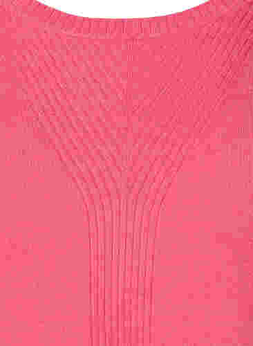 Ensfarget strikkegenser med ribbedetaljer, Hot Pink Mel., Packshot image number 2