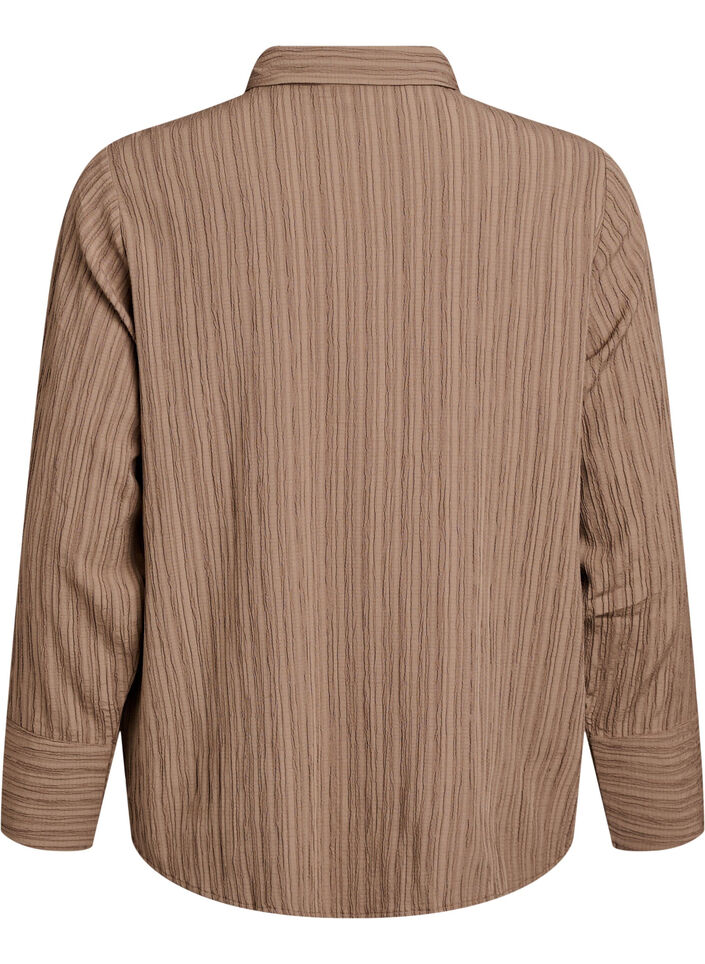 FLASH - Skjorte med tekstur, Brun, Packshot image number 1