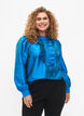 Skinnende skjortebluse med volanger, Diva Blue, Model image number 0