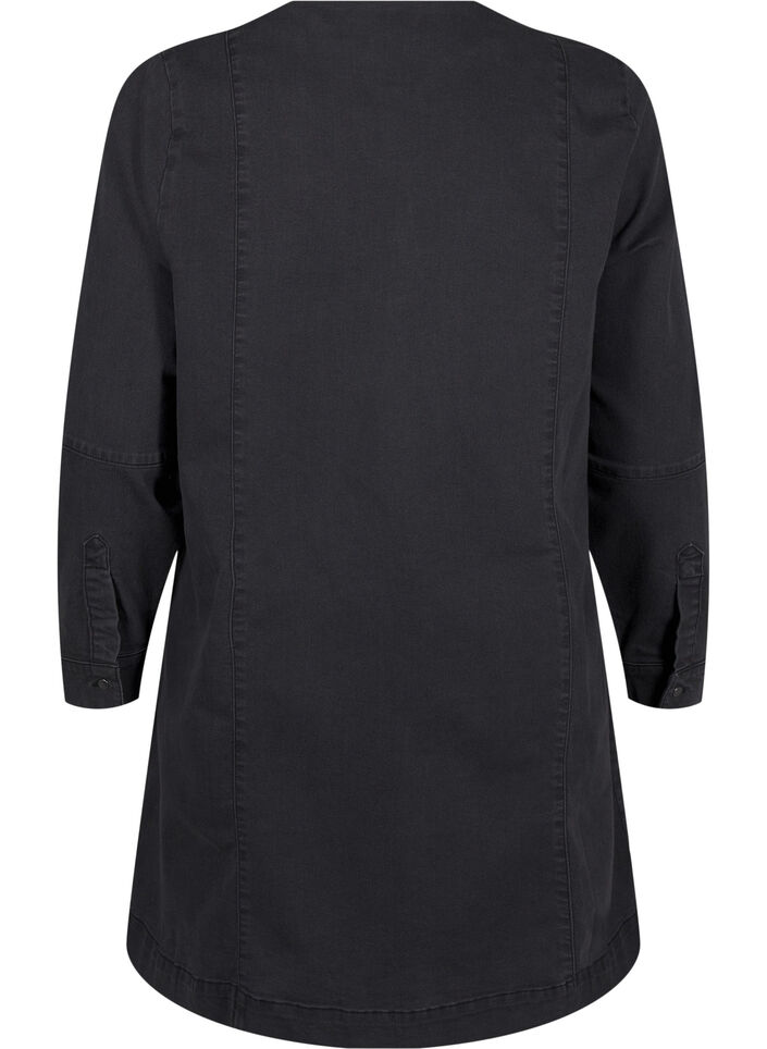 A-formet denimkjole med glidel&aring;s, Grey Washed, Packshot image number 1