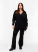 Langermet bluse i viskose med wrap look, Black, Model image number 2