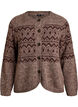 Jacquard m&oslash;nster cardigan, Brun, Packshot image number 0