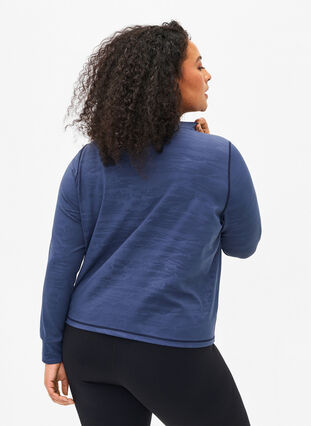 Zizzi Treningsbluse med glidelås, Mood Indigo, Model image number 1