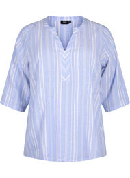 Stripete bluse i lin- og viskoseblandet kvalitet, Serenity Wh.Stripe