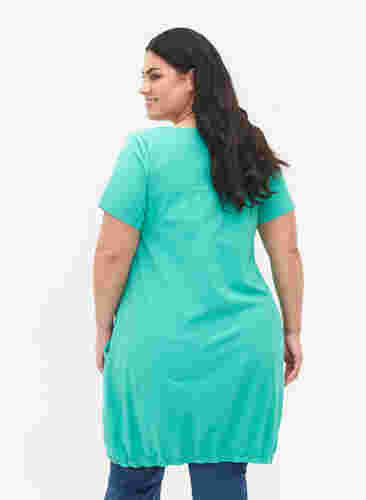 Kortermet kjole i bomull, Aqua Green, Model image number 1