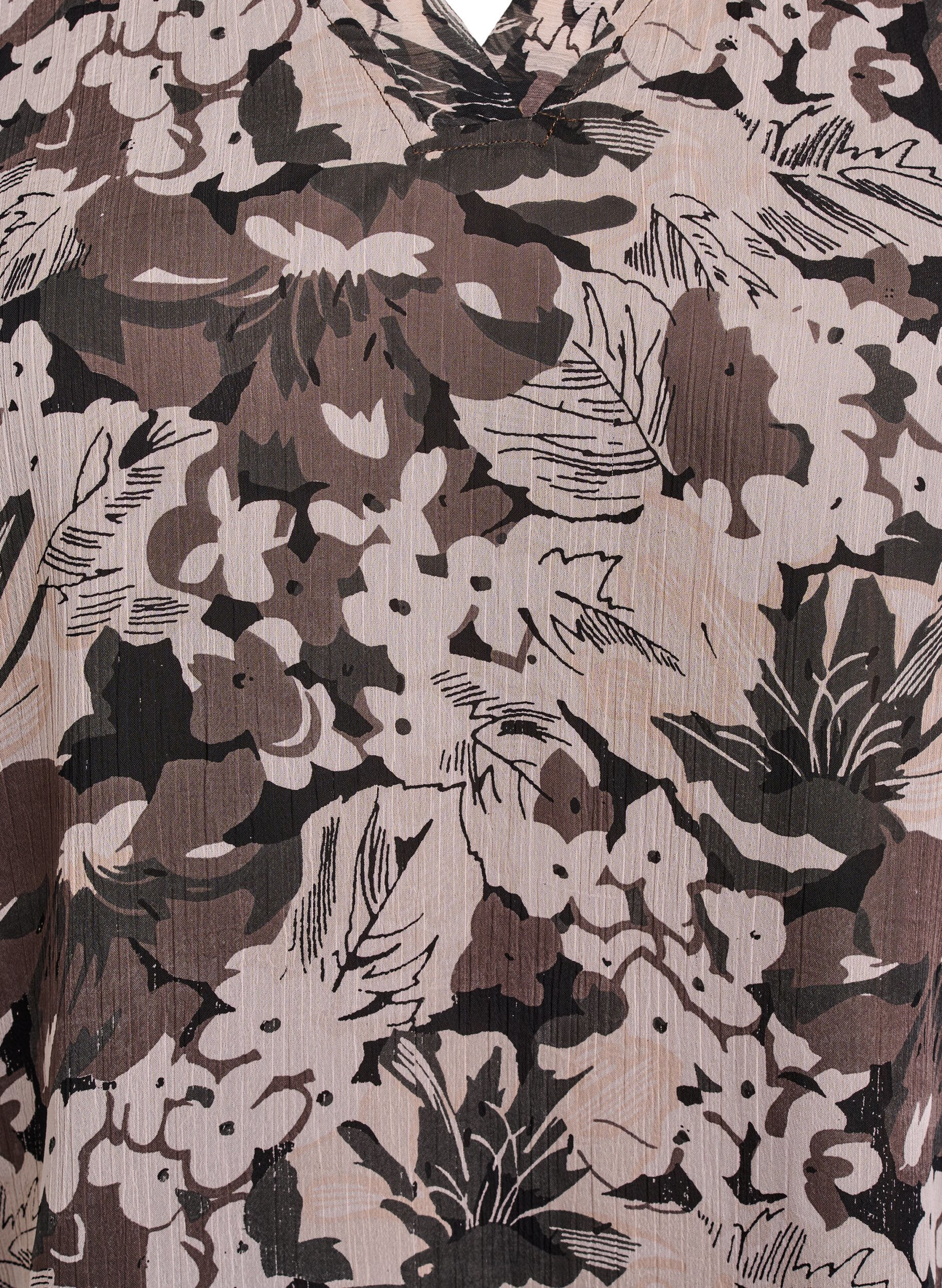 Zizzi Bluse med blomstertrykk, Svart, Packshot image number 2