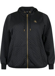 Vattert sportscardigan med hette, Black