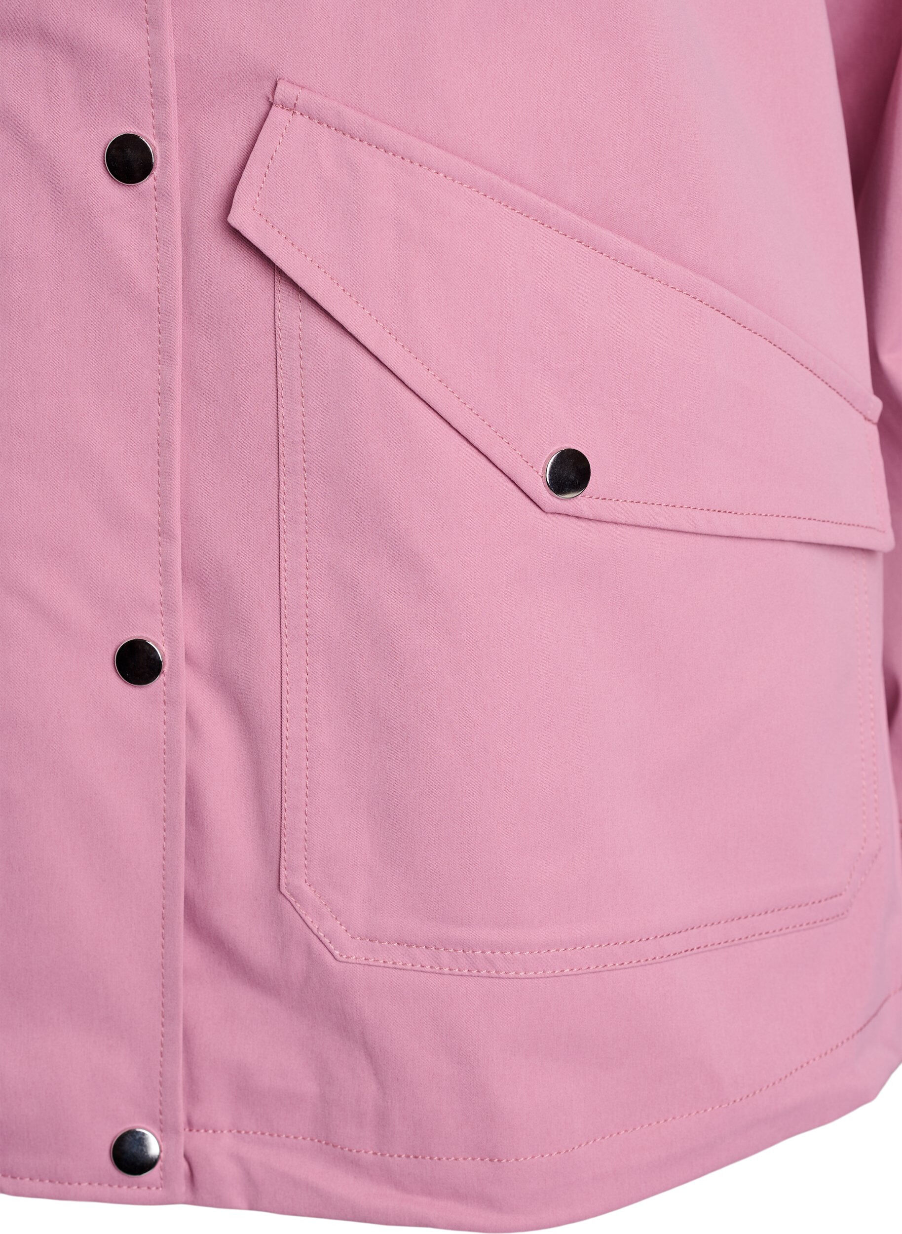 ZizziKort v&aring;rjakke med avtagbar hette, Rosa, Packshot image number 3