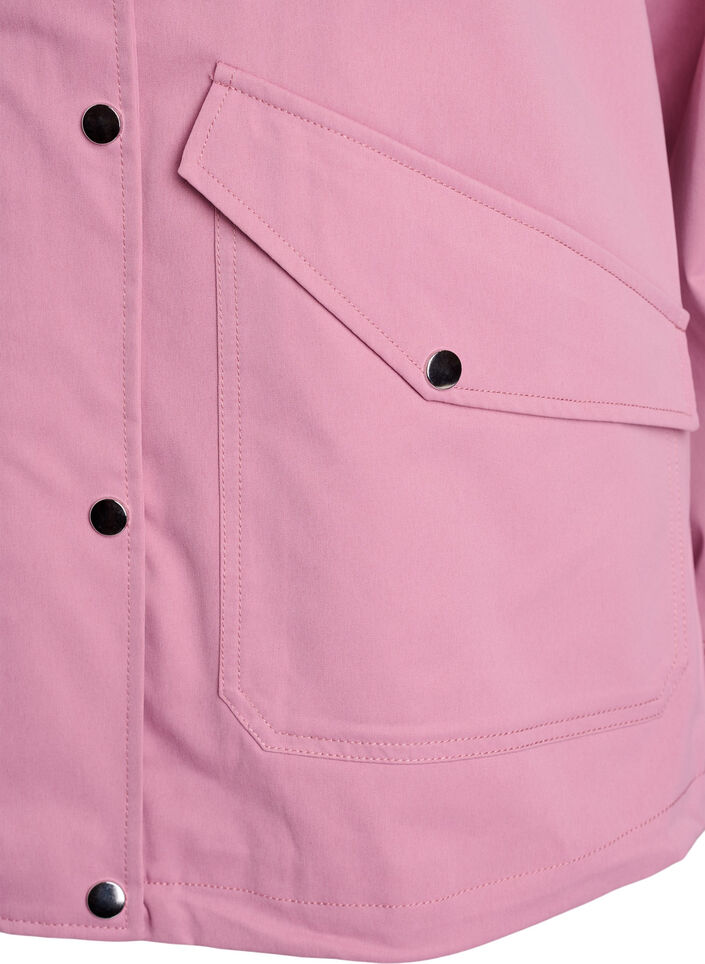 Kort v&aring;rjakke med avtagbar hette, Rosa, Packshot image number 3