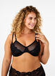 Bh med full dekning, blonder og mesh, Black, Model image number 0