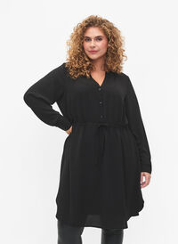 SJOKKPRIS - Kjole med blonder i midjen, Black, Model