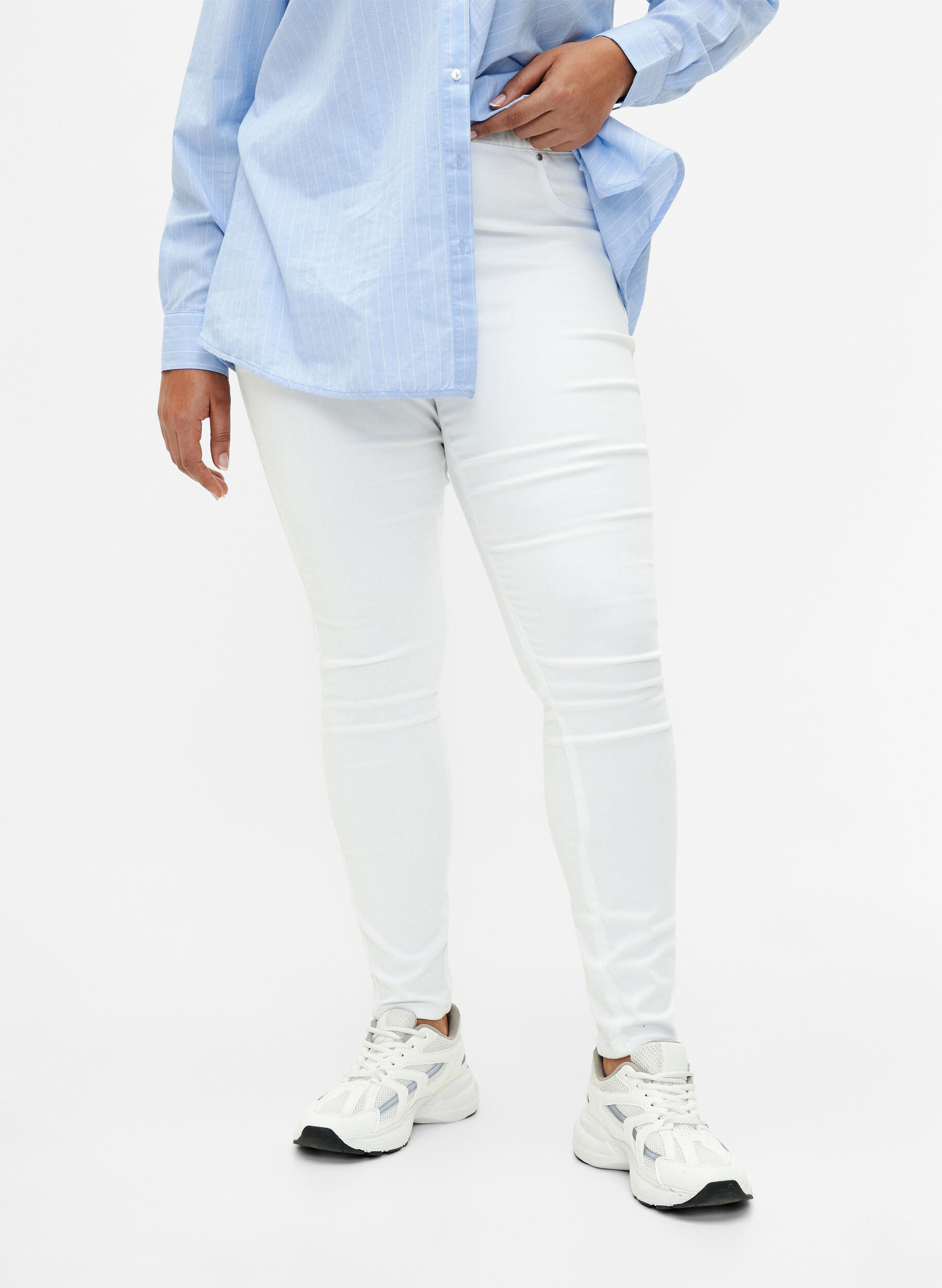 ZizziJeggings med h&oslash;y midje, Hvit, Model image number 2