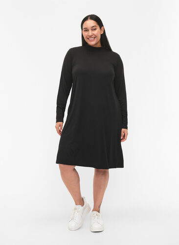 FLASH - Kjole med lange ermer og turtleneck, Black, Model image number 2