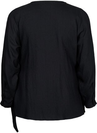 Zizzi Langermet bluse i viskose med wrap look, Black, Packshot image number 1