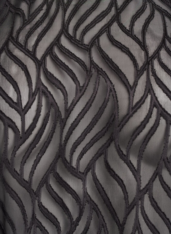 Bluse i chiffon med et teksturert m&oslash;nster, Svart, Packshot image number 2