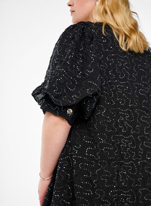 Zizzi Kort festkjole med paljetter, Svart, Model image number 3