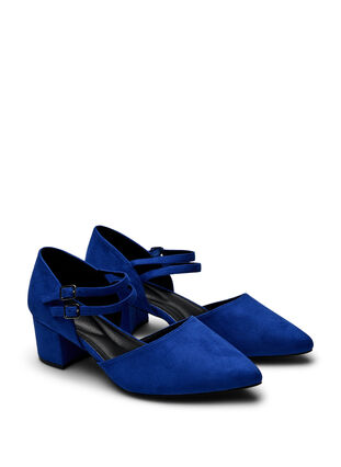 Zizzi Wide fit - Pumps med doble stropper, Blå, Packshot image number 1