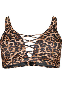 Leopardmønstrete bikinioverdel med stringdetaljer