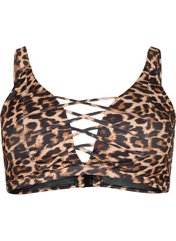 Leopardmønstrete bikinioverdel med stringdetaljer
