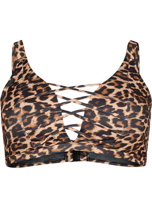 Leopardmønstrete bikinioverdel med stringdetaljer, Autentic Leopard, Packshot image number 0