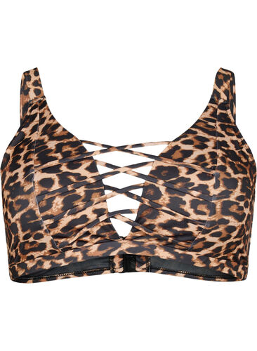 Leopardmønstrete bikinioverdel med stringdetaljer, Autentic Leopard, Packshot image number 0