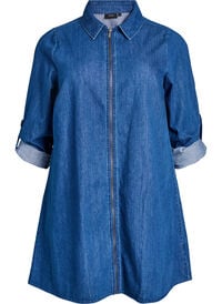 Kort denimkjole med glidelås, Blå Kort denimkjole med glidelås