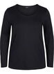 Ensfarget basisbluse i bomull, Solid Black, Packshot image number 0